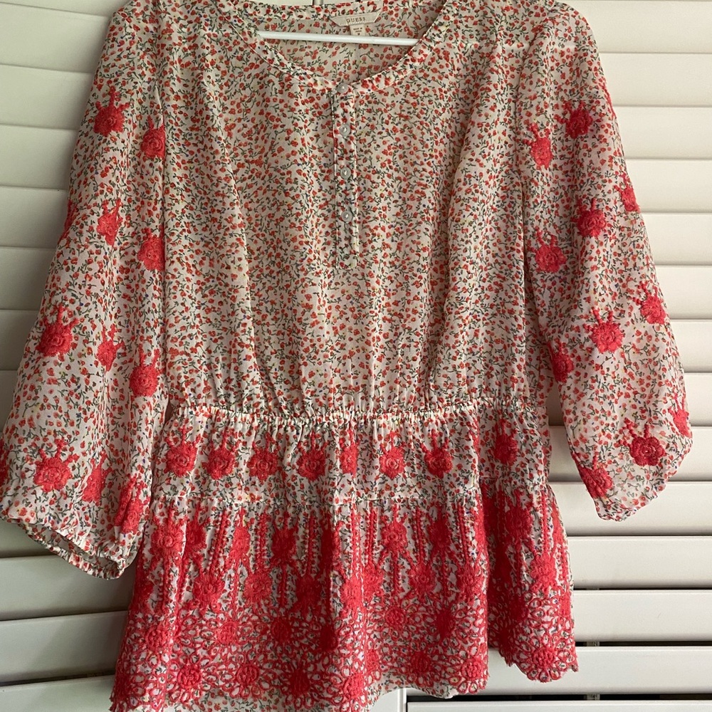 Pink Flowery Guess Blouse size M